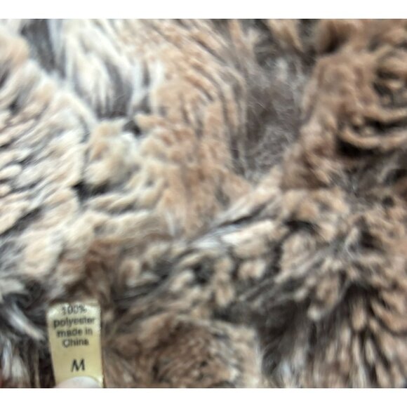 True Grit Dylan Faux Fur Button Front Jacket In Brown & Cream Tones - Picture 7 of 8